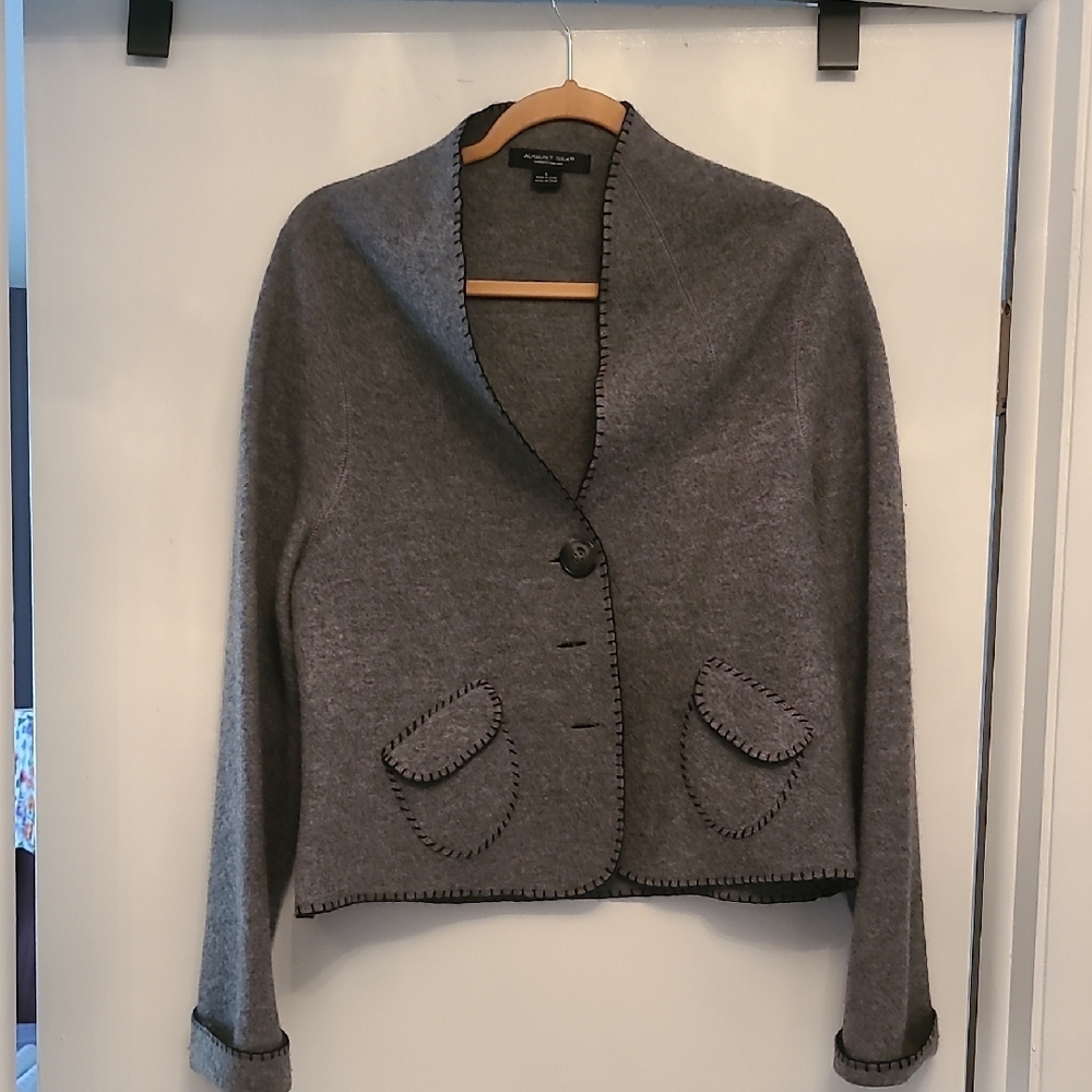 Ella Gray Blazer Tailored Wool-Blend Notched Lapel